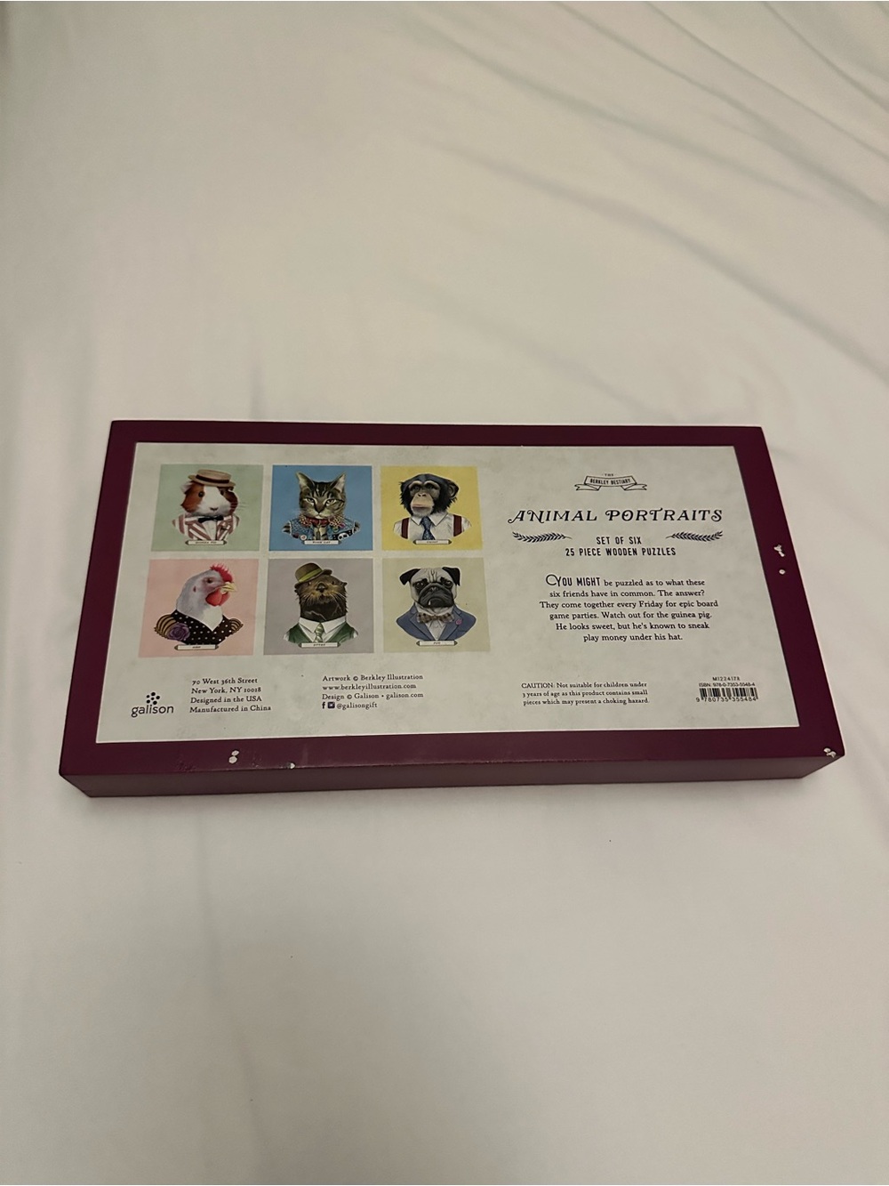 NEW Galison Animal Portraits Wooden Puzzle Set 6 Mini Puzzles in Wood Box